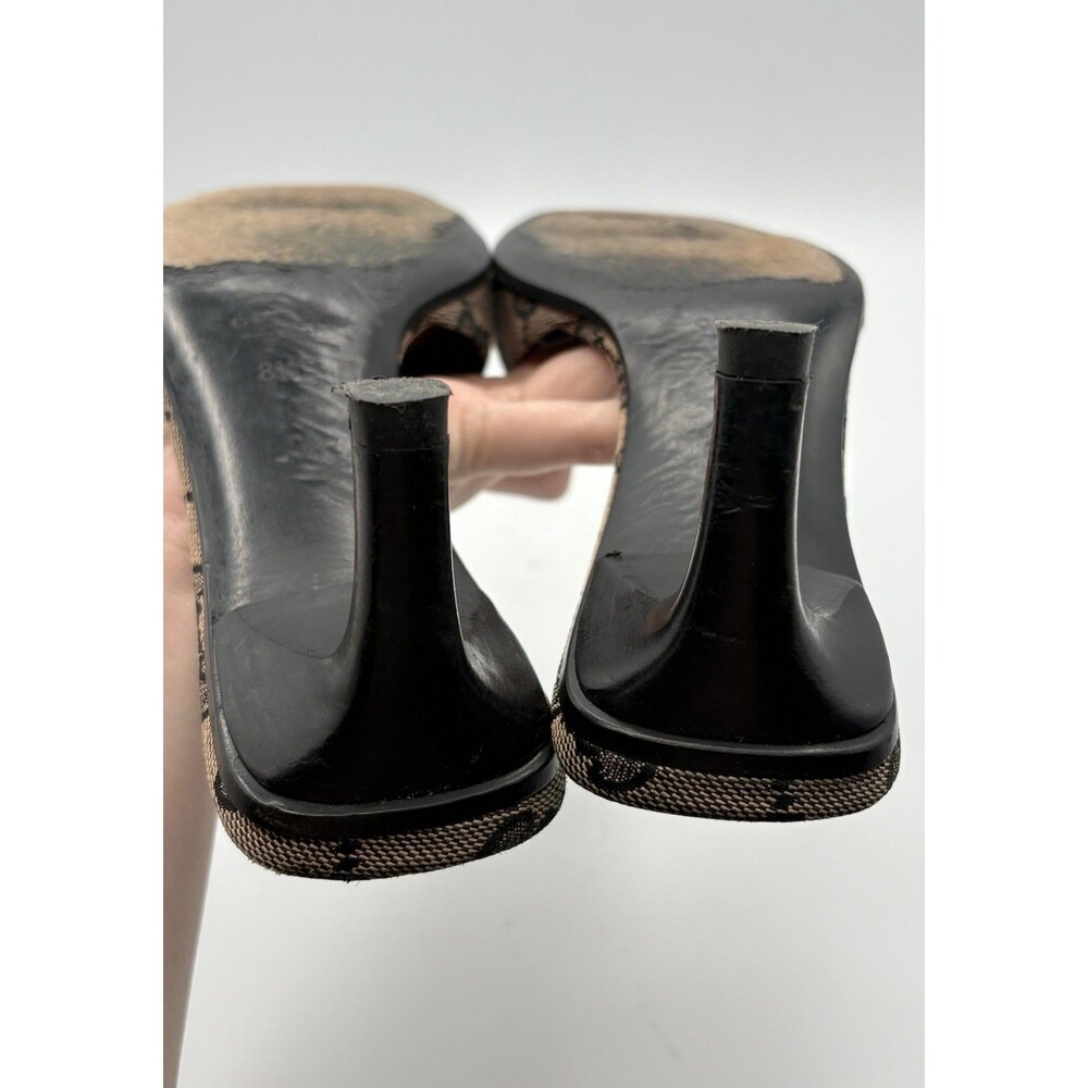 Gucci Monogram Canvas Kitten Heels Grey/Black Vintage Mules Y2K Sz US 8.5 - Picture 11 of 12